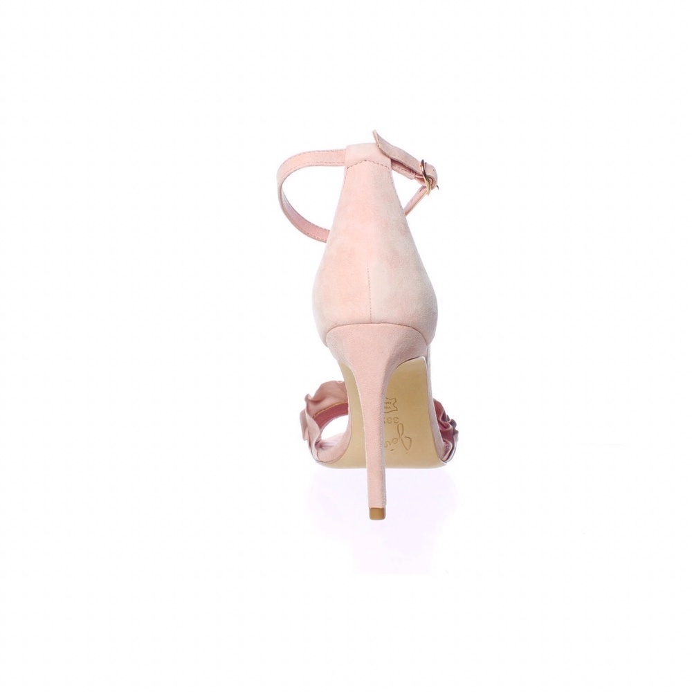 Joie Pink Abigail Ruffled Suede Heel Pump Sandal - Picture 7 of 16